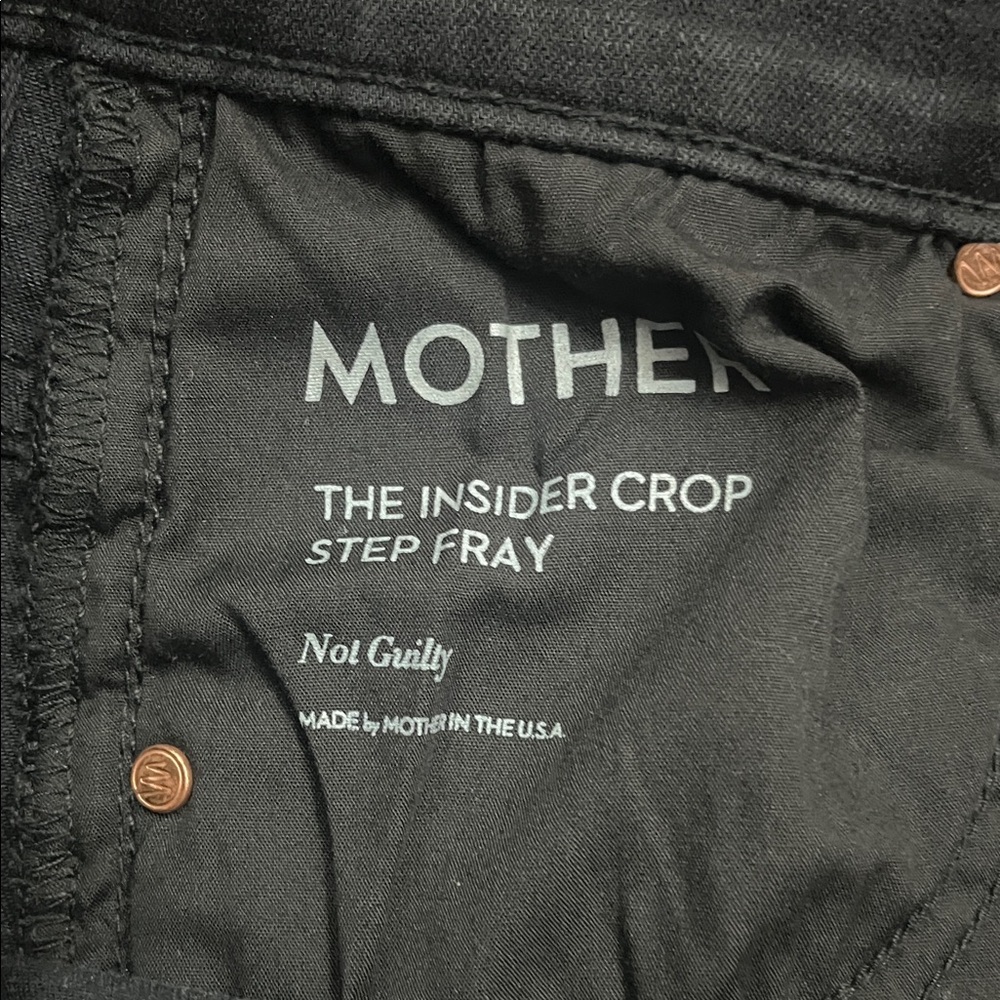 Mother The Insider Crop Step Fray Not Guilty Black High Rise Jeans size 27 - Picture 13 of 14